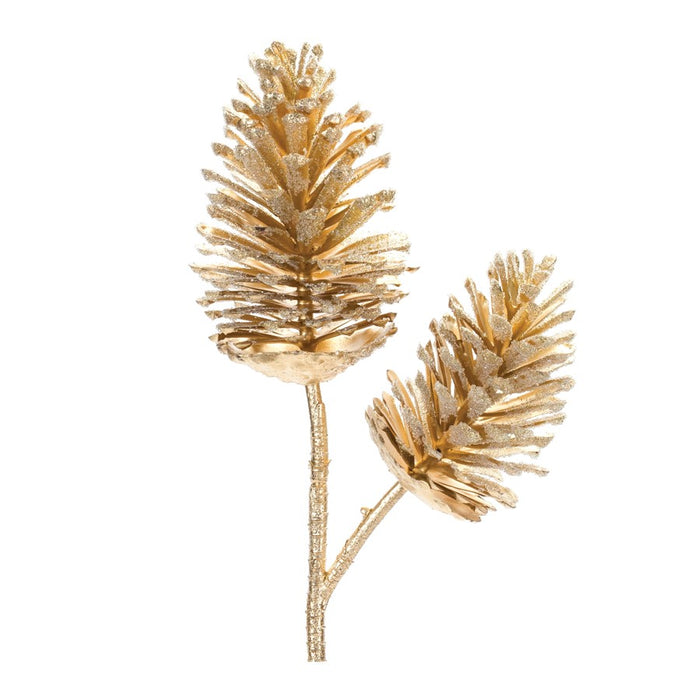 Melrose International Glittered Pine Cone Spray, Set of 2, Gold - 87566DS