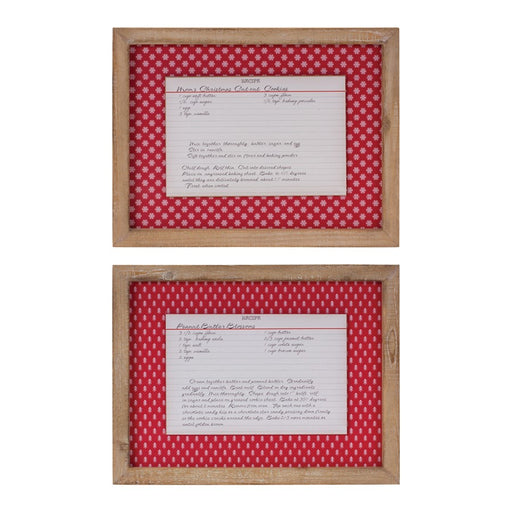 Melrose Christmas Cookie Recipe Card Wall Decor, Set of 4, Red/White - 87567DS
