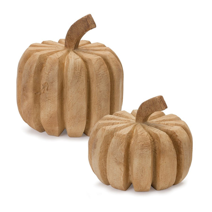 Melrose International Carved Pumpkins, Set of 2, Brown - 87577DS