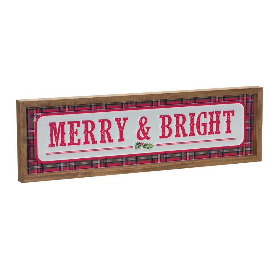 Melrose International Merry/Bright Sign 19.75"L, Red/White - 87579DS