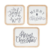 Melrose International Holiday Sentiment Plaque, Set of 12, Black/White - 87602DS