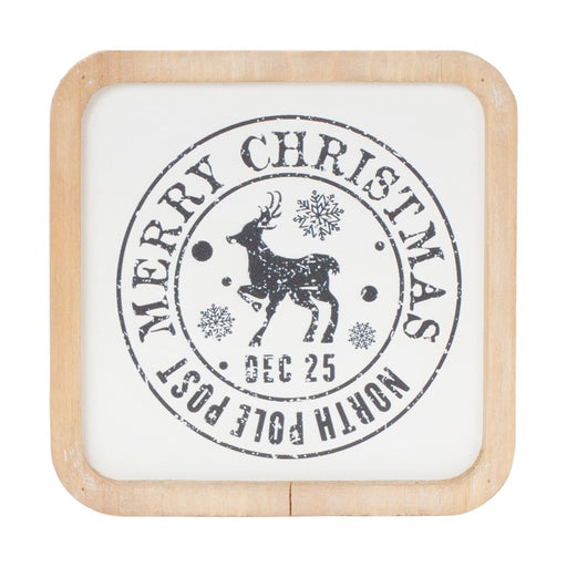 Melrose Int. Holiday Mail Stamp Plaque, Set of 12, White/Brown