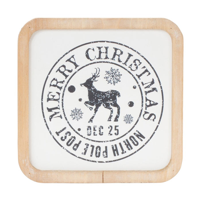 Melrose Int. Holiday Mail Stamp Plaque, Set of 12, White/Brown