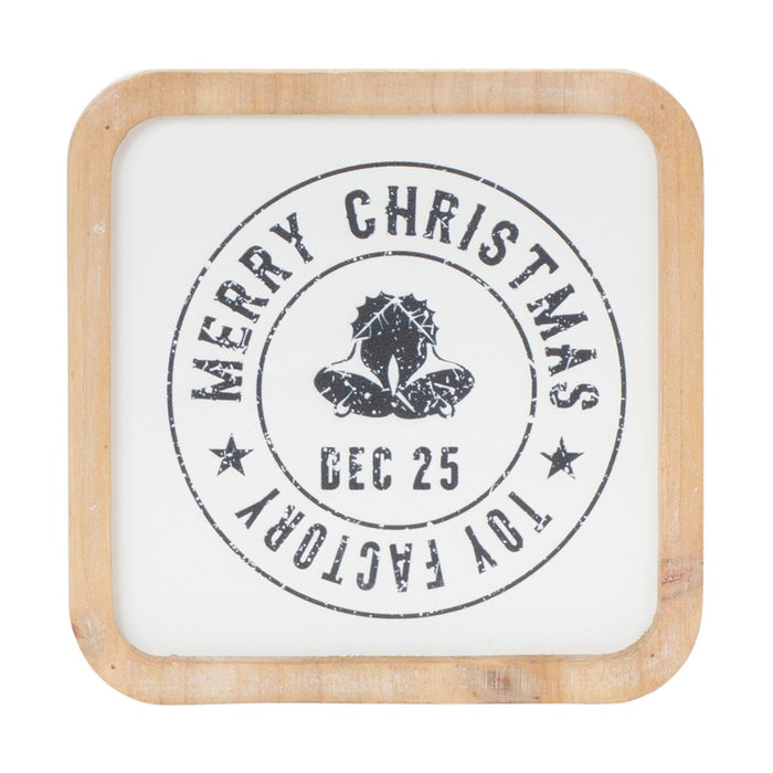 Melrose Int. Holiday Mail Stamp Plaque, Set of 12, White/Brown
