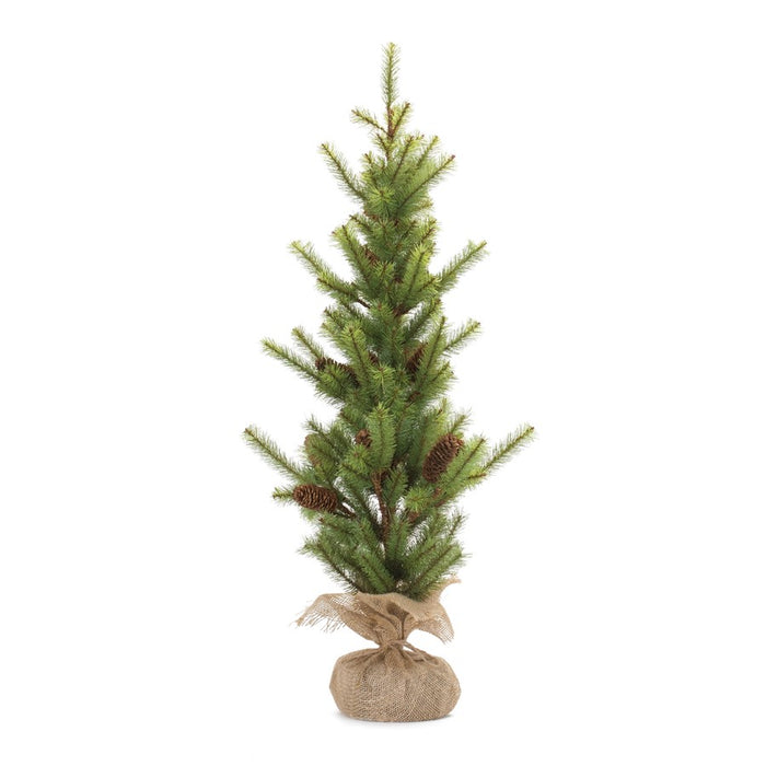 Melrose International Pine Tree/Burlap Base 3'H, Green/Brown - 87609DS