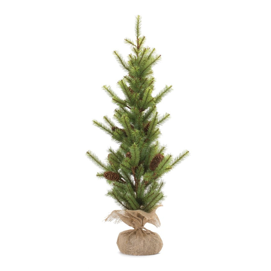 Melrose International Pine Tree/Burlap Base 3'H, Green/Brown - 87609DS