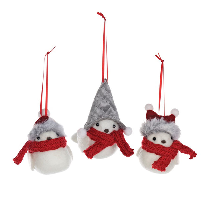Melrose International Winter Bird Ornament, Set of 12, Grey/White/Red - 87618DS