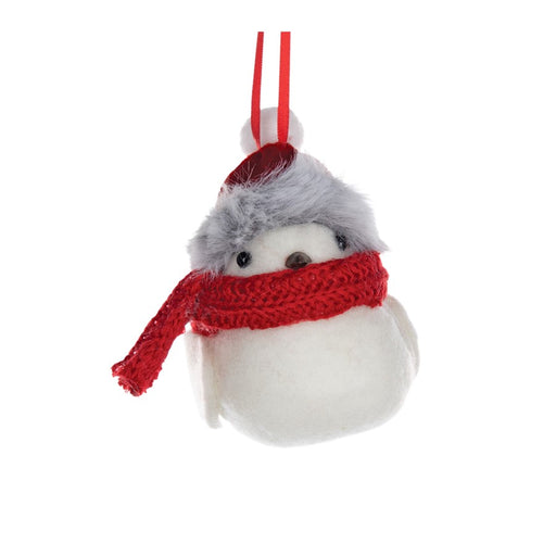 Melrose International Winter Bird Ornament, Set of 12, Grey/White/Red