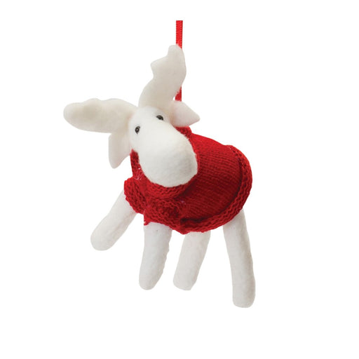 Melrose International Plush Santa/Moose Ornament, Set of 12, Red/White
