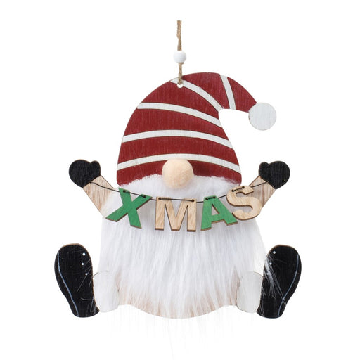 Melrose International Wood Gnome Ornament, Set of 12, Red/White - 87621DS