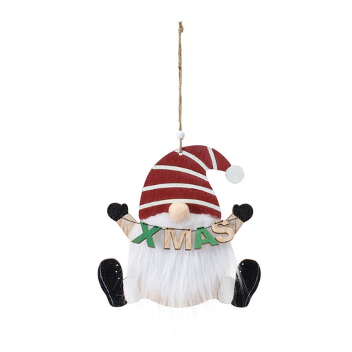 Melrose International Wood Gnome Ornament, Set of 12, Red/White