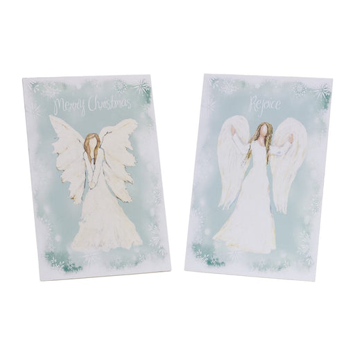 Melrose Wood Holiday Angel Sentiment Sign, Set of 2, Blue/White - 87631DS