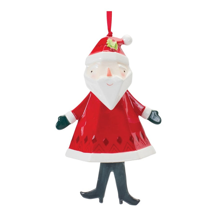 Melrose Whimsical Santa/Snowman Ornament, Set of 6, White/Red