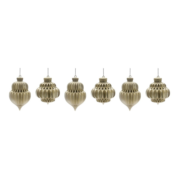 Melrose International Champagne Finial Ornament, Set of 6, Champagne
