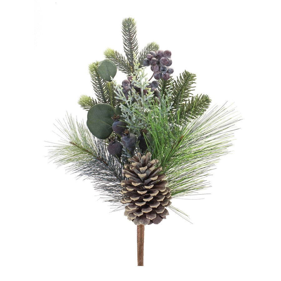 Melrose International Pine Eucalyptus Pick, Set of 2, Green/Brown - 87651DS