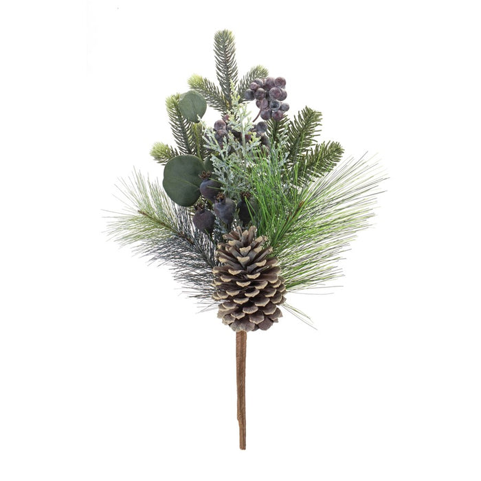 Melrose International Pine Eucalyptus Pick, Set of 2, Green/Brown