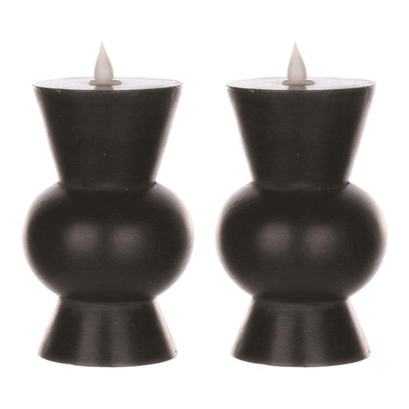 Melrose Simplux Designer 6" LED Candle with Remote, Set of 2, Black