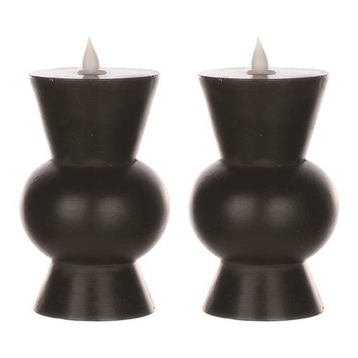 Melrose Simplux Designer 6" LED Candle with Remote, Set of 2, Black