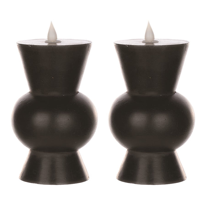 Melrose Simplux Designer 6" LED Candle with Remote, Set of 2, Black