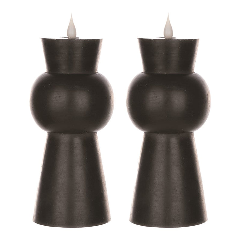 Melrose Simplux Designer 8" LED Candle with Remote, Set of 2, Black
