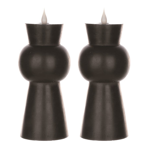 Melrose Simplux Designer 8" LED Candle with Remote, Set of 2, Black