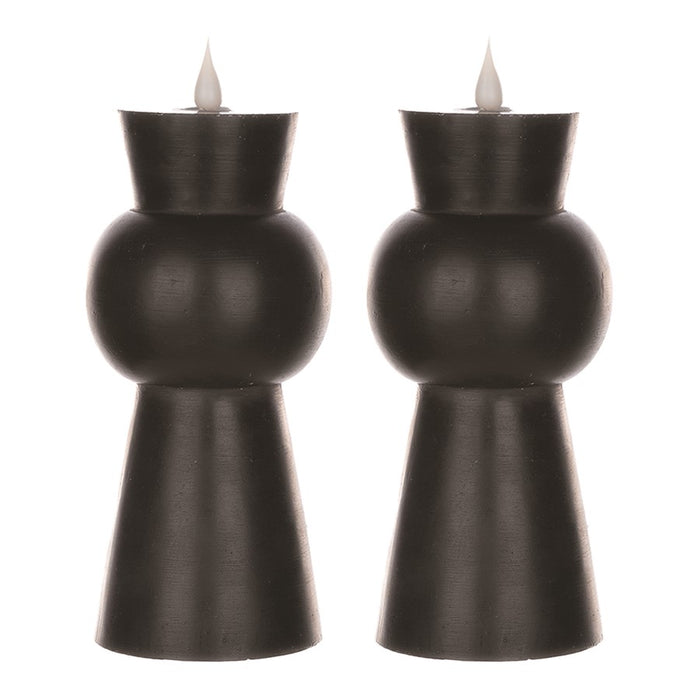 Melrose Simplux Designer 8" LED Candle with Remote, Set of 2, Black