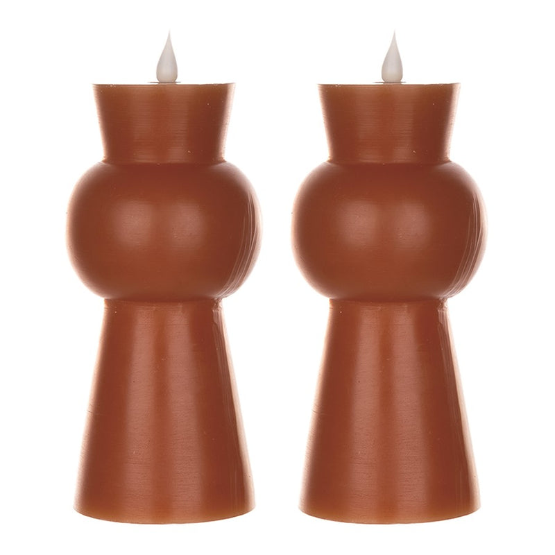Melrose Simplux Designer 8" LED Candle with Remote, Set of 2, Orange