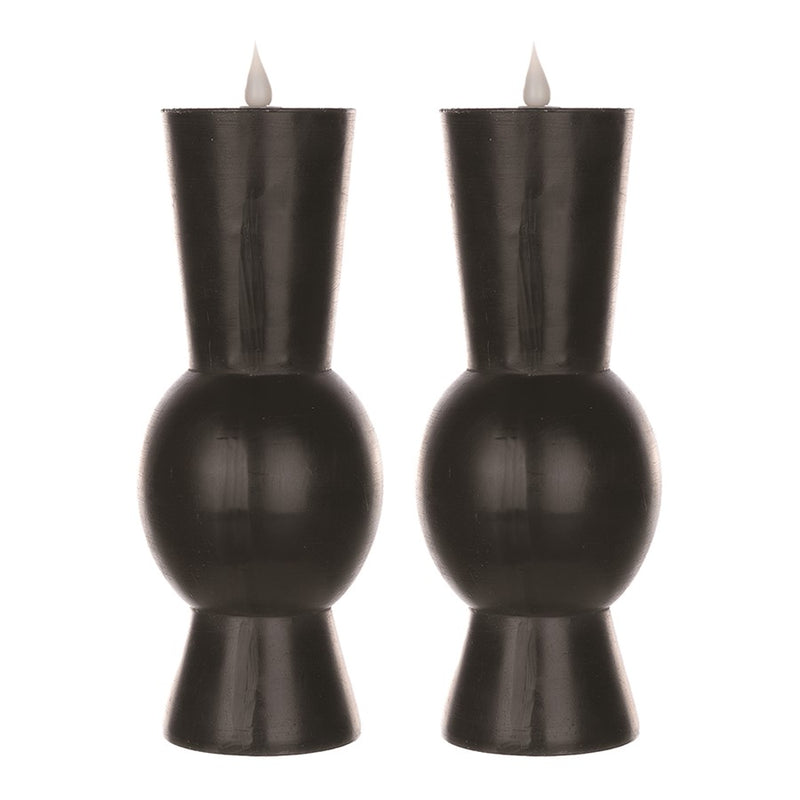 Melrose Simplux Designer 10" LED Candle with Remote, Set of 2, Black