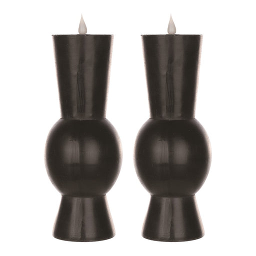 Melrose Simplux Designer 10" LED Candle with Remote, Set of 2, Black