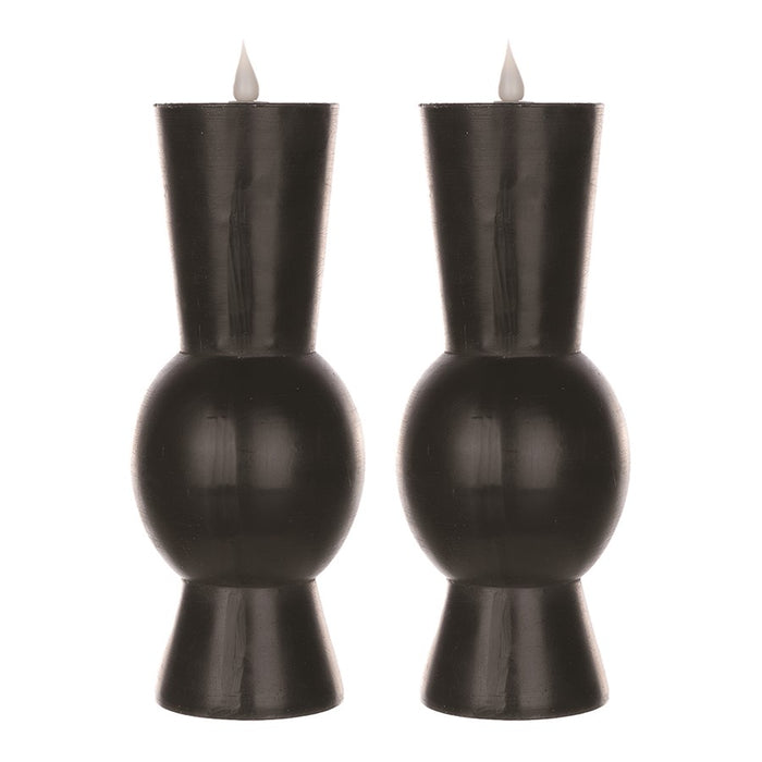 Melrose Simplux Designer 10" LED Candle with Remote, Set of 2, Black