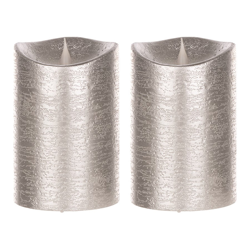Melrose Simplux Designer LED Candle with Remote, Set of 2, Silver