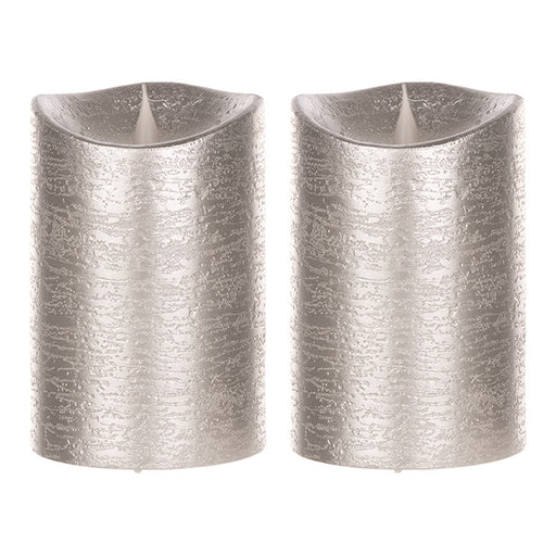 Melrose Simplux Designer LED Candle with Remote, Set of 2, Silver