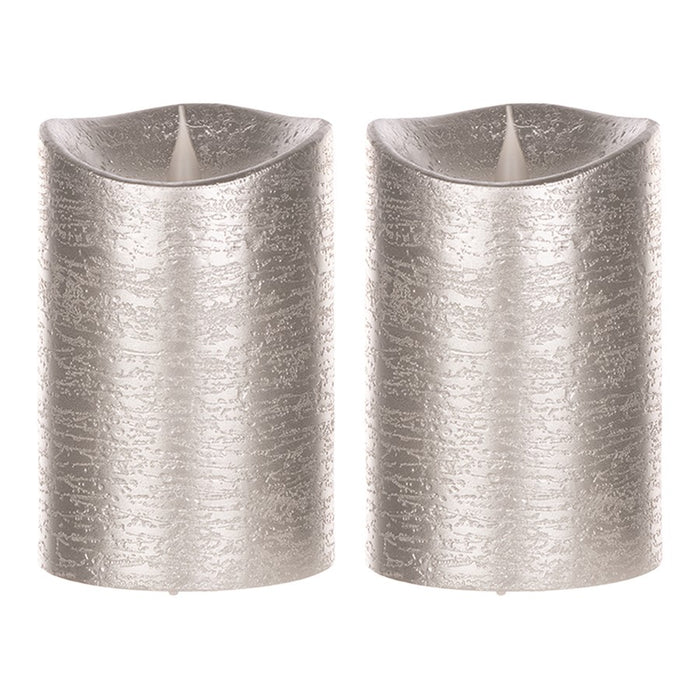 Melrose Simplux Designer LED Candle with Remote, Set of 2, Silver