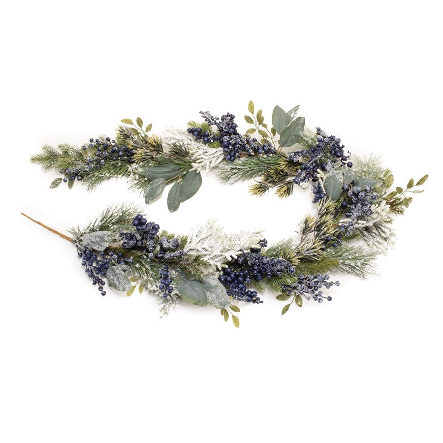 Melrose International Frosted Blueberry Pine Garland 5.5'L, Blue/Green - 87703DS