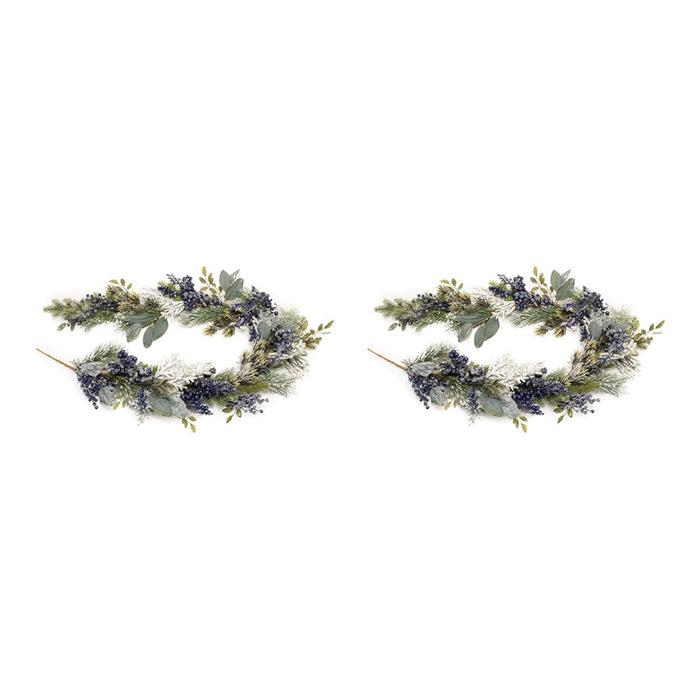 Melrose International Frosted Blueberry Pine Garland 5.5'L, Blue/Green