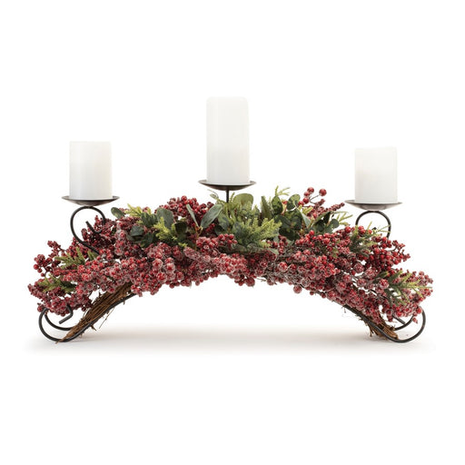 Melrose Pine/Berry Centerpiece Candle Holder 31"L, Red/Green - 87705DS