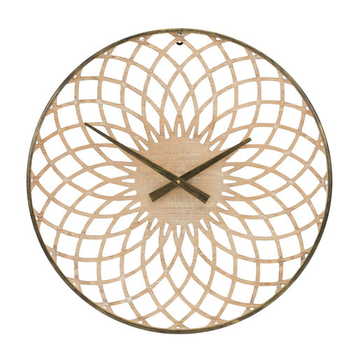 Melrose Round Lattice Wood Wall Clock 23.75"D, Brown/Bronze - 88015DS