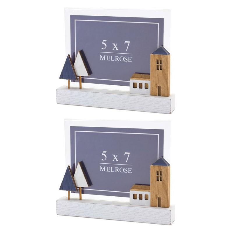 Melrose International Wood Tabletop Photo Frame, Set of 2, Blue