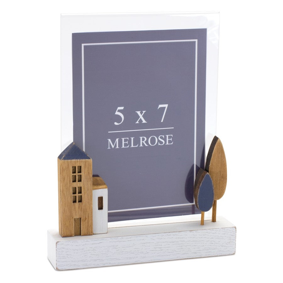 Melrose International Wood Tabletop Photo Frame, Set of 2, Blue/White - 88031DS