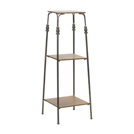 Melrose International Metal Plant Stand/Wood Shelves 41.5"H, Brown - 88045DS