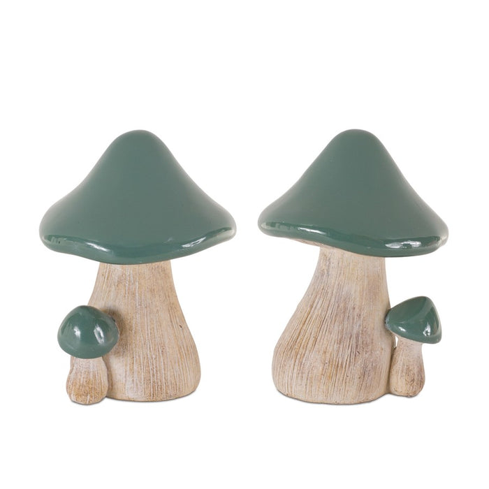 Melrose International Garden Mushroom Decor, Set of 2, Green - 88054DS
