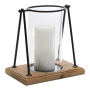 Melrose Modern Framed Candle Holder/Wood Base, Set of 2, Brown/Black - 88064DS