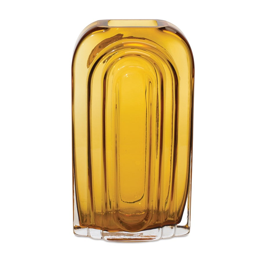 Melrose International Rounded Amber Glass Vase 9.75"H, Gold - 88071DS