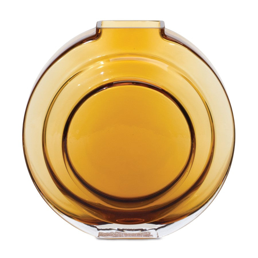 Melrose International Round Amber Glass Vase 6.25"H, Gold - 88072DS