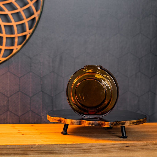 Melrose International Round Amber Glass Vase 6.25"H, Gold