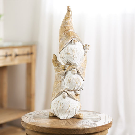 Melrose International Carved Spring Gnome Stack 23"H, Brown/White