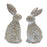 Melrose Floral Carved Rabbit Figurine, Set of 2, Brown/White - 88084DS