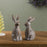 Melrose Floral Carved Rabbit Figurine, Set of 2, Brown/White