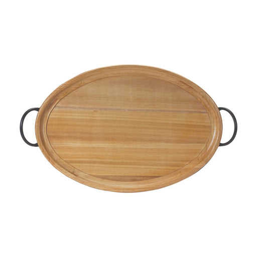 Melrose International Wood Tray/Handles 27.5"L, Brown/Black - 88111DS