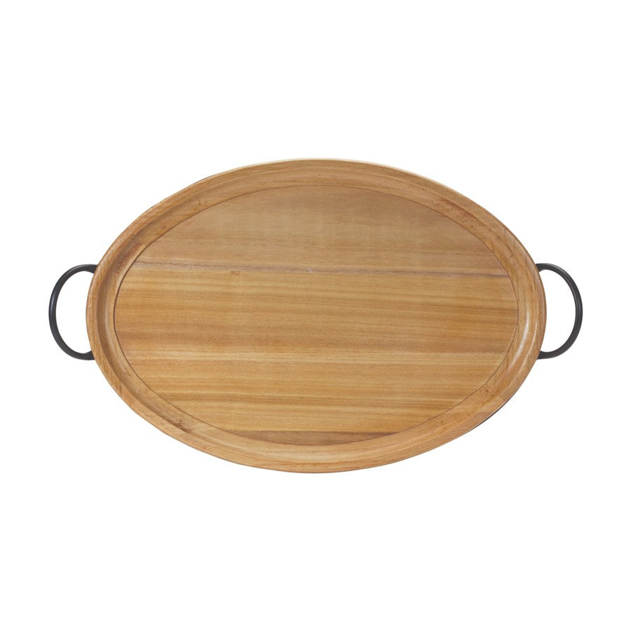 Melrose International Wood Tray/Handles 27.5"L, Brown/Black - 88111DS